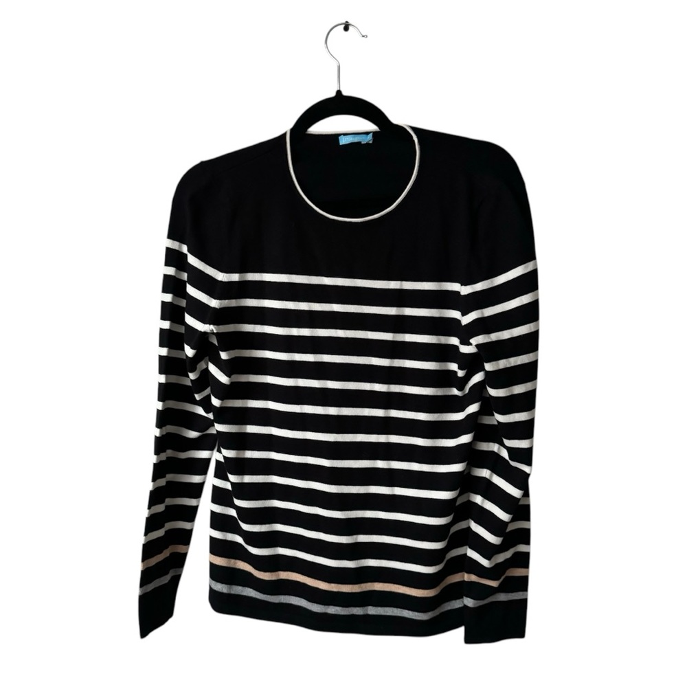 J. McLaughlin Jamey black multi color striped crewneck sweater‎